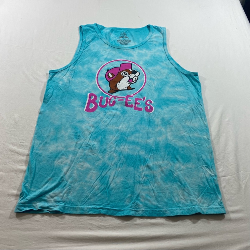 Buc-ee's Shirt Blue Pink Tank Top Summer TieDye Muscle Shirt Women’s Large - Picture 2 of 7